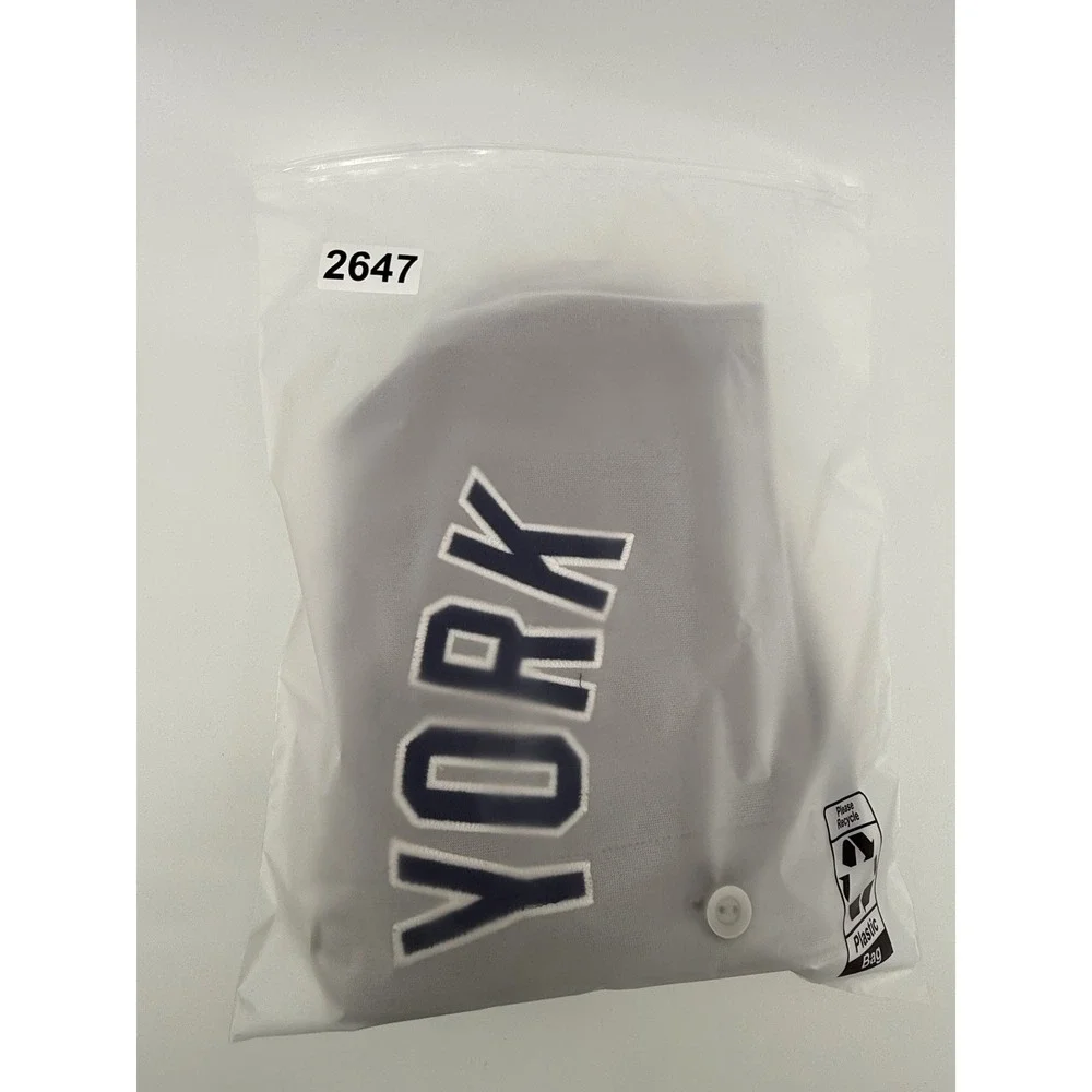 Vintage Majestic New York Baseball Jersey Youth M Polyester Grey Stitched MLB